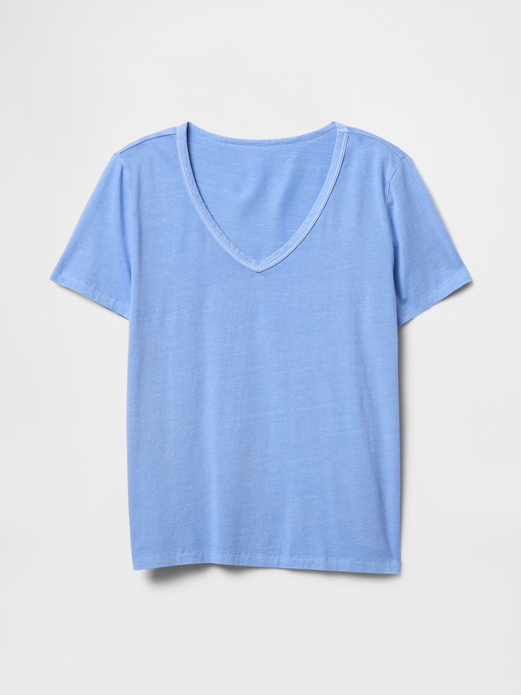 Gap Blue V-Neck Vintage Short Sleeve T-Shirt - Image 4 of 4