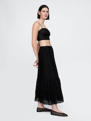 Gap Black Cotton Easy Tiered Eyelet Maxi Skirt - Image 3 of 5