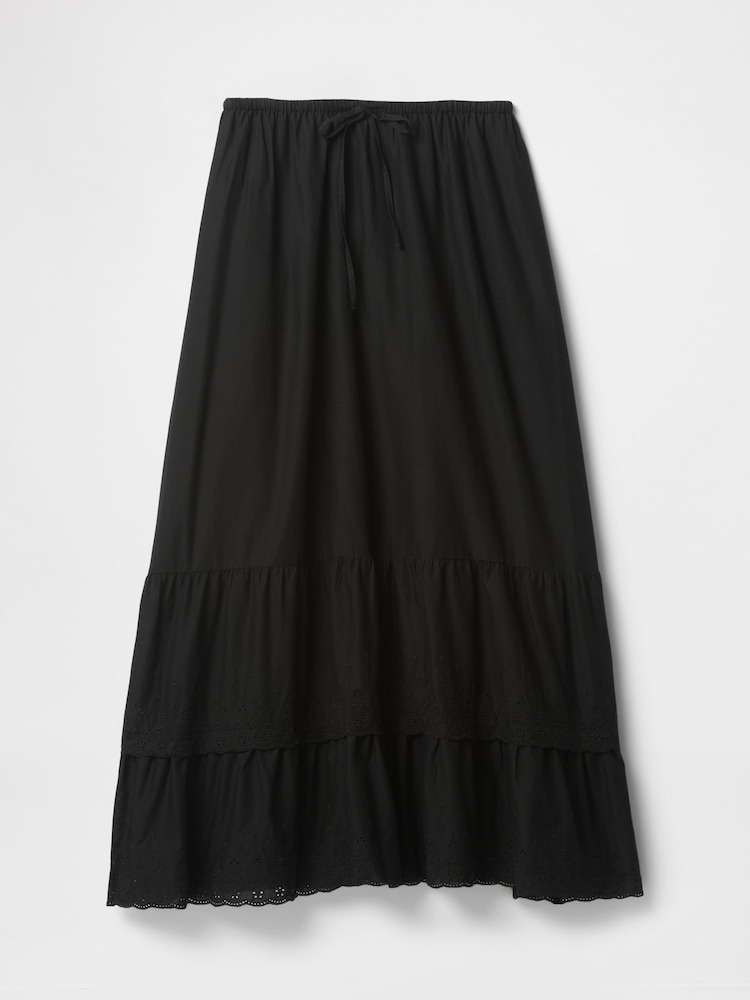 Gap Black Cotton Easy Tiered Eyelet Maxi Skirt - Image 5 of 5