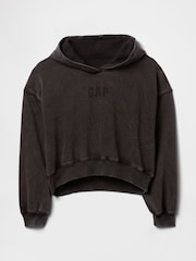 Gap Black Vintage Soft Fleece-Lined Cropped Logo Hoodie - Image 4 of 4