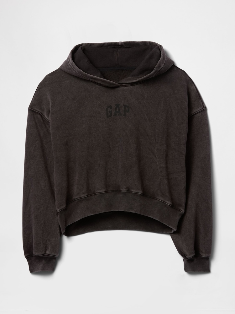 Gap Black Vintage Soft Fleece-Lined Cropped Logo Hoodie - Image 4 of 4