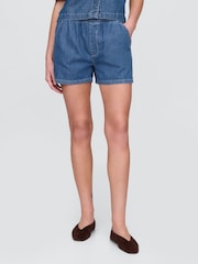 Gap Blue Mid Rise UltraSoft Easy Denim Shorts - Image 1 of 5