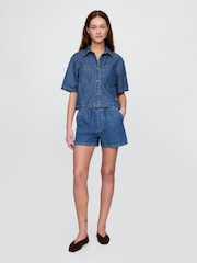 Gap Blue Mid Rise UltraSoft Easy Denim Shorts - Image 3 of 5