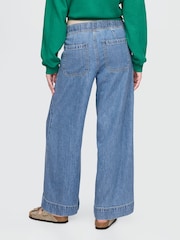 Gap Blue Mid Rise UltraSoft Pleated Easy Baggy Jeans - Image 2 of 7