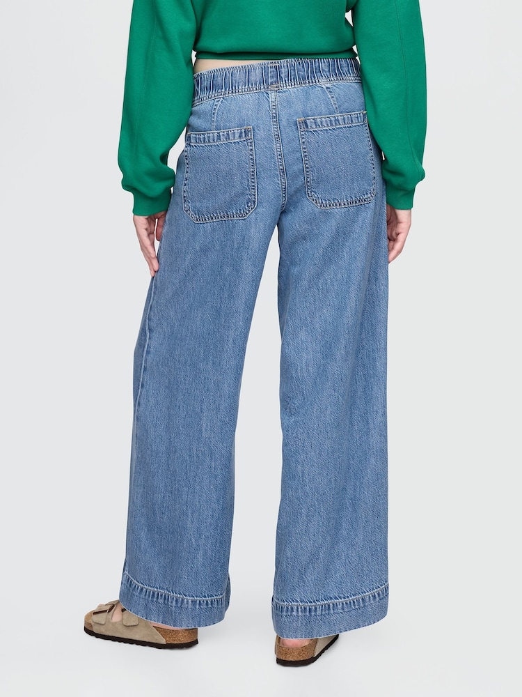 Gap Blue Mid Rise UltraSoft Pleated Easy Baggy Jeans - Image 2 of 7