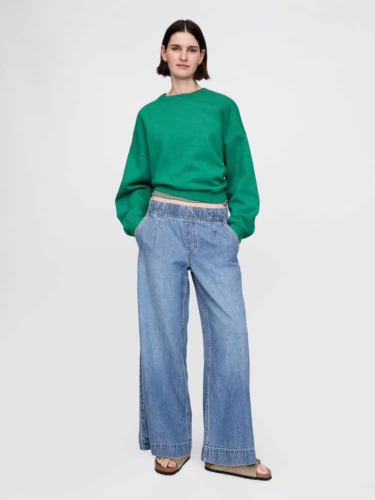 Gap Mid Rise UltraSoft Plisat Easy Pantaloni largi Blugi - Image 4 of 7