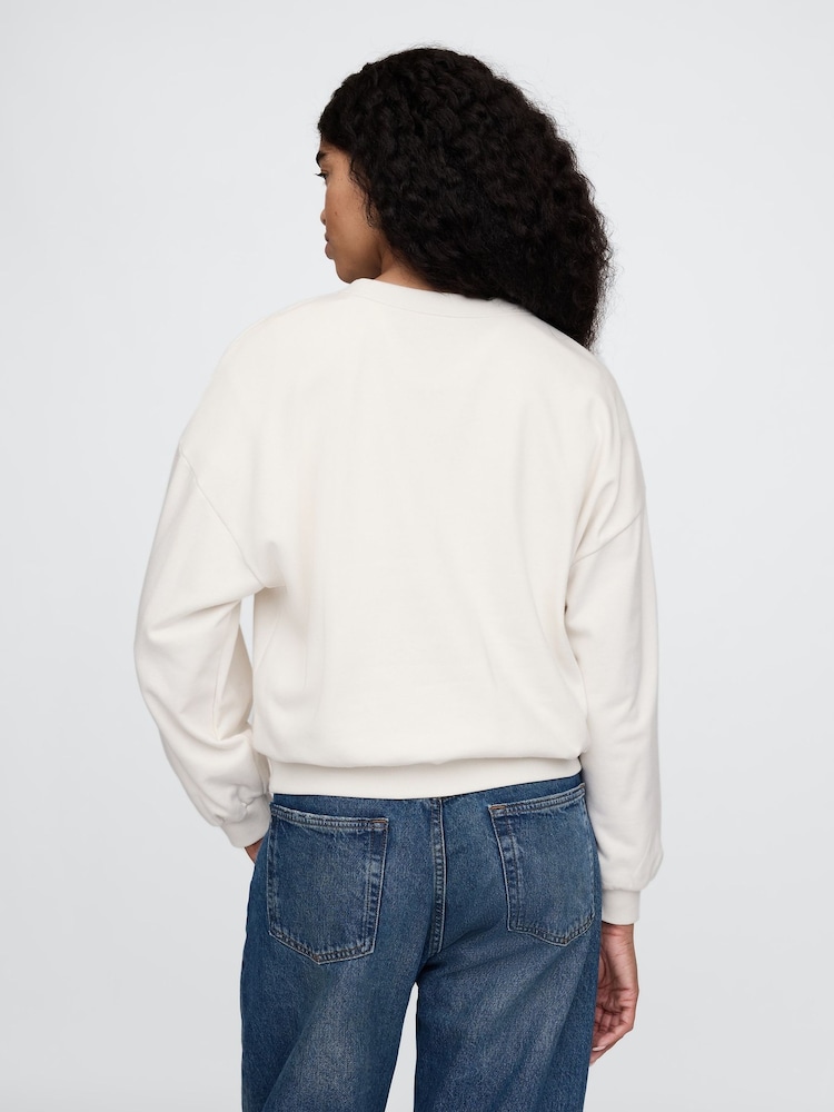 Gap Cream Cherry Blossom Logo Vintage Fleece-Lined Oversized Sweatshirt - Image 2 of 5