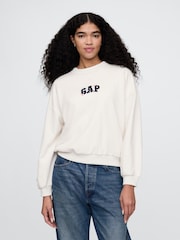 Gap Cream Cherry Blossom Logo Vintage Fleece-Lined Oversized Sweatshirt - Image 3 of 5