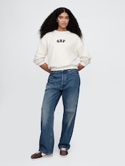 Gap Cream Cherry Blossom Logo Vintage Fleece-Lined Oversized Sweatshirt - Image 4 of 5