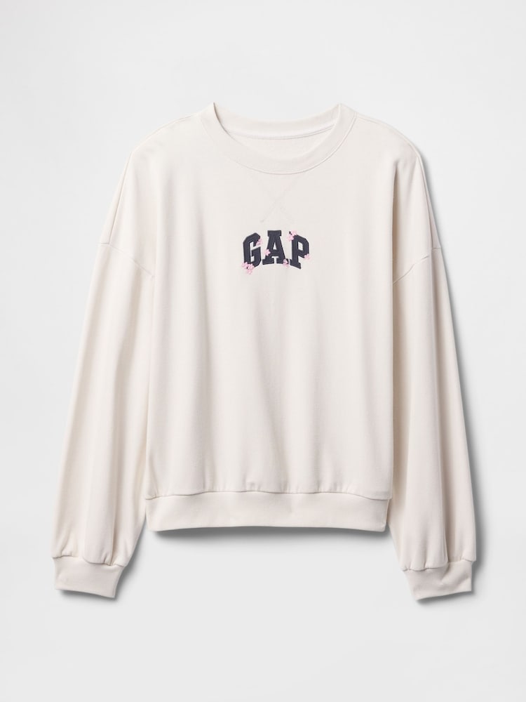 Gap Cream Cherry Blossom Logo Vintage Fleece-Lined Oversized Sweatshirt - Image 5 of 5