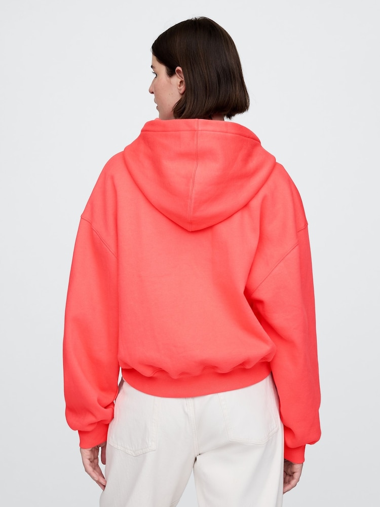 Neon-Orange - Gap – Vintage – weicher, kurz geschnittener Hoodie mit Logo und Fleece-Futter - Bild 2 von 5