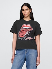 Gap Black Rolling Stone Organic Cotton Graphic T-Shirt - Image 1 of 5
