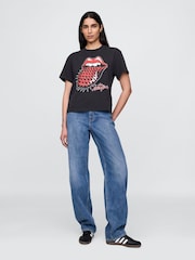 Gap Black Rolling Stone Organic Cotton Graphic T-Shirt - Image 3 of 5