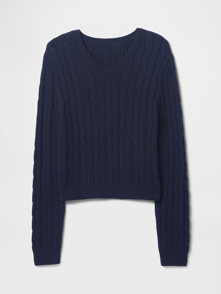 Buy Gap Navy/Blue Classic Cable-Knit V Neck Jumper from the Next