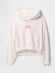 White & Fluro Pink - Gap Vintage Soft Logo Cropped Hoodie - Imagen 4 de 4
