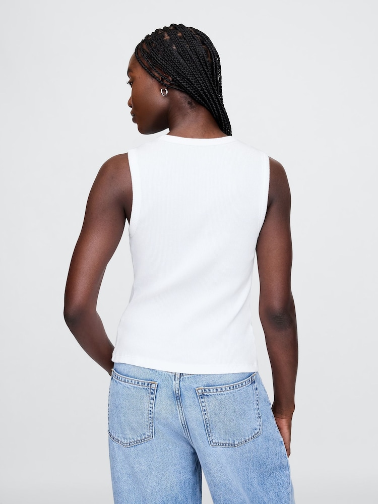 Белый - Gap Ribbed Knit Cotton Stretch Scoop Vest - Изображение 2 из 4 Белый - Gap Ribbed Knit Cotton Stretch Scoop Vest - Изображение 2 из 4