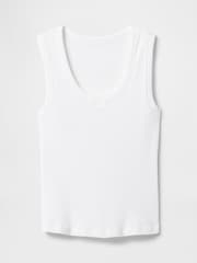 Gap White Ribbed Knit Cotton Stretch Scoop Vest - Image 4 of 4
