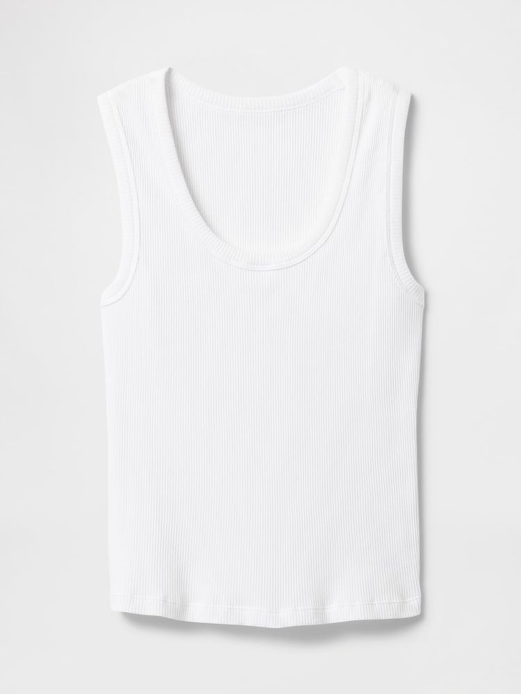 Белый - Gap Ribbed Knit Cotton Stretch Scoop Vest - Изображение 4 из 4 Белый - Gap Ribbed Knit Cotton Stretch Scoop Vest - Изображение 4 из 4
