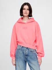 Fluro Pink - Gap Vintage Soft Logo Cropped Hoodie - Image 1 of 4