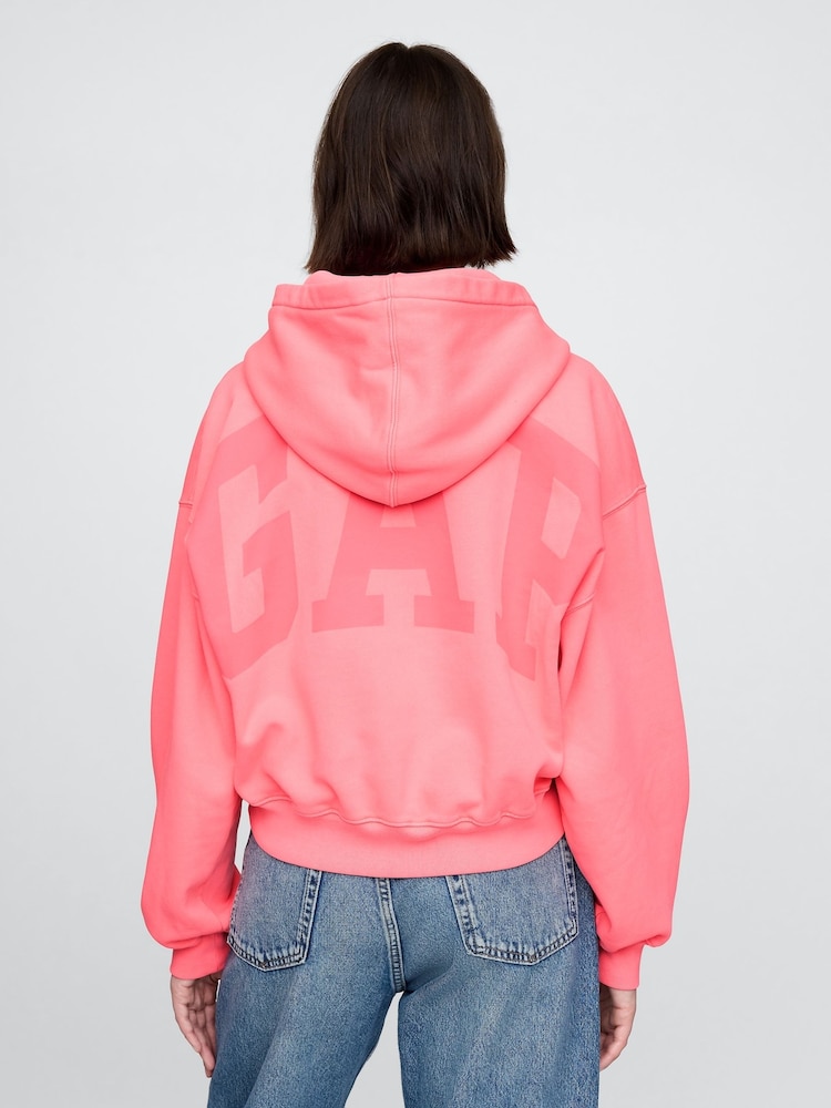 Fluro Pink - Gap Vintage Soft Logo Cropped Hoodie - Image 2 of 4