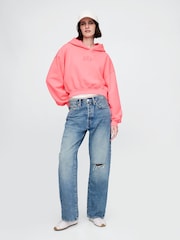 Fluro Pink - Gap Vintage Soft Logo Cropped Hoodie - Image 3 of 4