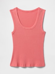 Gap Coral Pink Ribbed Knit Cotton Stretch Scoop Vest - Image 4 of 5