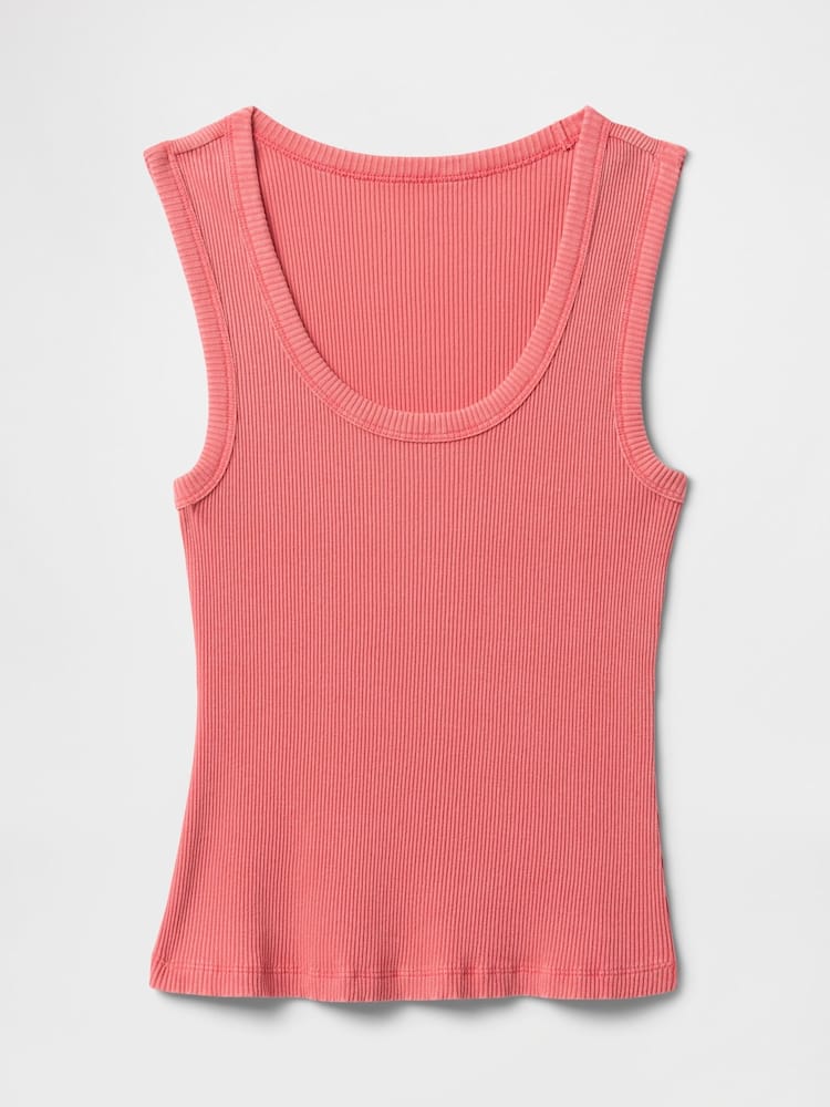 Koraalroze - Gap Ribbed Knit Cotton Stretch Scoop Vest - Image 4 of 5