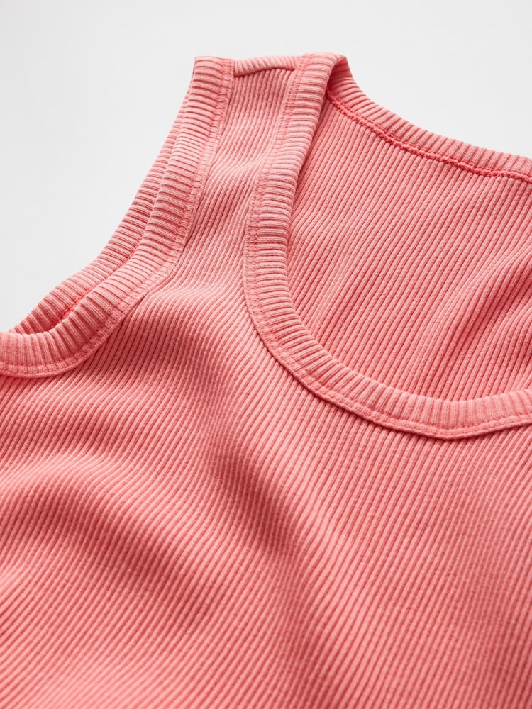 Gap Coral Pink Ribbed Knit Cotton Stretch Scoop Vest - Image 5 of 5