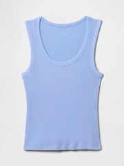Gap Light Blue Ribbed Knit Cotton Stretch Scoop Vest - Image 4 of 5
