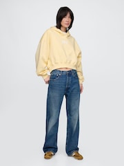 Butter Yellow - Gap Vintage Soft Logo Cropped Hoodie - Image 3 of 4