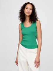 Gap Green Ribbed Knit Cotton Stretch Scoop Vest - Image 1 of 3