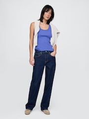 Gap Blue Ribbed Knit Cotton Stretch Scoop Vest - Image 3 of 4