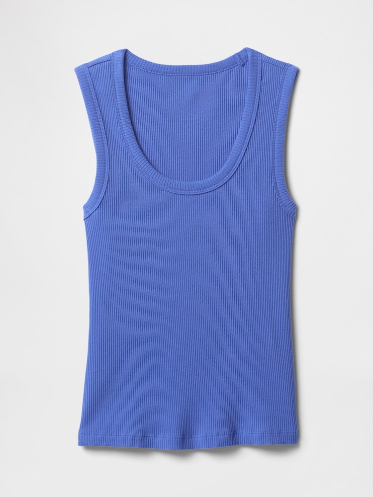 Gap Blue Ribbed Knit Cotton Stretch Scoop Vest - Image 4 of 4