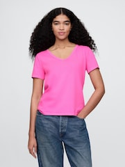 Gap Pink V-Neck Vintage Short Sleeve T-Shirt - Image 1 of 5