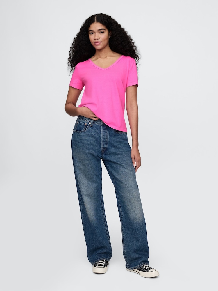 Gap Pink V-Neck Vintage Short Sleeve T-Shirt - Image 3 of 5