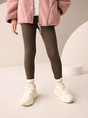 Schokoladenbraun - Nahtlose gerippte Leggings mit hoher Taille (3–16 Jahre) - Bild 1 von 4