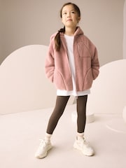 Schokoladenbraun - Nahtlose gerippte Leggings mit hoher Taille (3–16 Jahre) - Bild 2 von 4