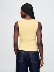 Gap Butter Yellow Ribbed Knit Cotton Stretch Scoop Vest - Image 2 of 5