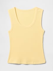 Gap Butter Yellow Ribbed Knit Cotton Stretch Scoop Vest - Image 4 of 5
