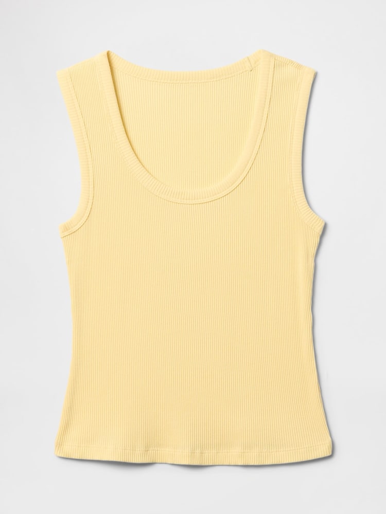 Butter Yellow - Gap Ribbed Knit Cotton Stretch Scoop Vest - Image 4 of 5