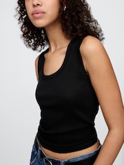 Gap Black Ribbed Knit Cotton Stretch Scoop Vest - Image 4 of 5