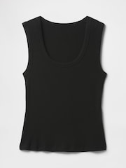 Gap Black Ribbed Knit Cotton Stretch Scoop Vest - Image 5 of 5