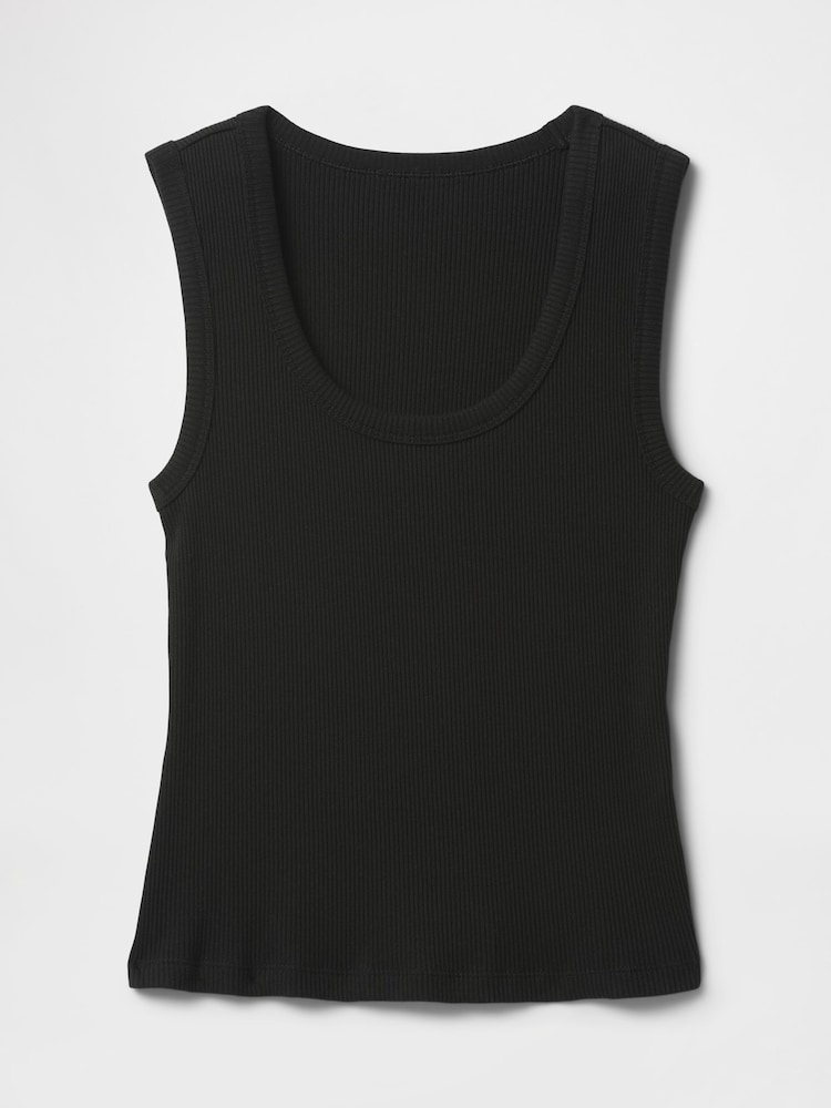 Gap Black Ribbed Knit Cotton Stretch Scoop Vest - Image 5 of 5
