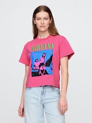 Gap Pink Nirvana Organic Cotton Graphic T-Shirt - Image 1 of 5