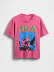 Gap Pink Nirvana Organic Cotton Graphic T-Shirt - Image 4 of 5