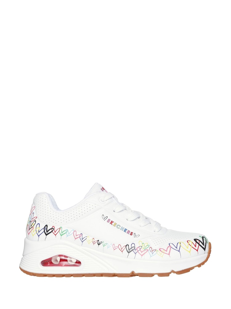 Skechers White UNO Love All Around Trainers - Image 1 of 5 Skechers White UNO Love All Around Trainers - Image 1 of 5