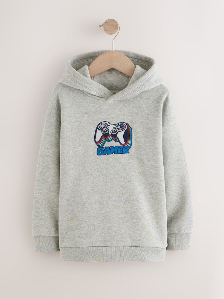 Grey Embroidery Car Older Boys Graphic Print Cross-Over Hoodie (3-16yrs) - Image 1 of 5