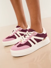 Lipsy Pink and Burgundy Faux Suede Chunky Platform Sports Trainer - Image 1 of 5