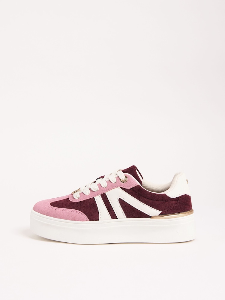 Lipsy Pink and Burgundy Faux Suede Chunky Platform Sports Trainer - Image 5 of 5 Lipsy Pink and Burgundy Faux Suede Chunky Platform Sports Trainer - Image 5 of 5