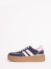 Lipsy Navy Standard Fit Pink Stripe Chunky Gum Trainers - Image 5 of 5